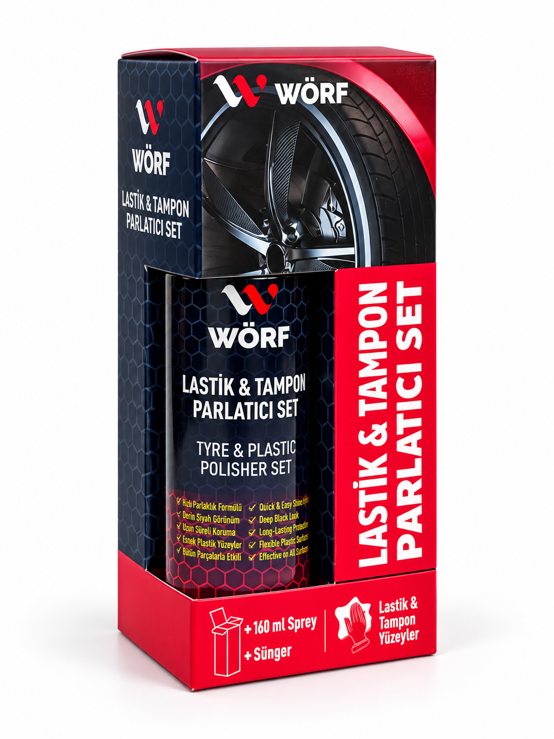 Wörf Lastik Tampon Parlatıcı Set 160 ml aplikatörlü