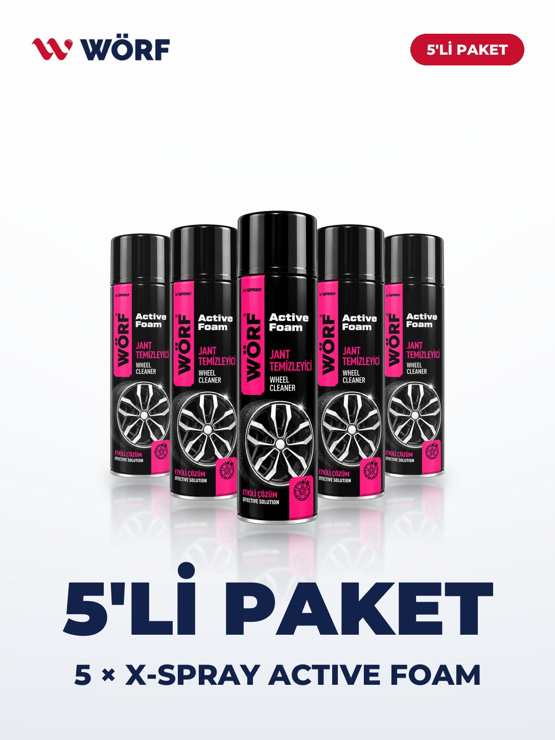 Wörf 5'li X-Spray Active Foam – 5 × 500 ml