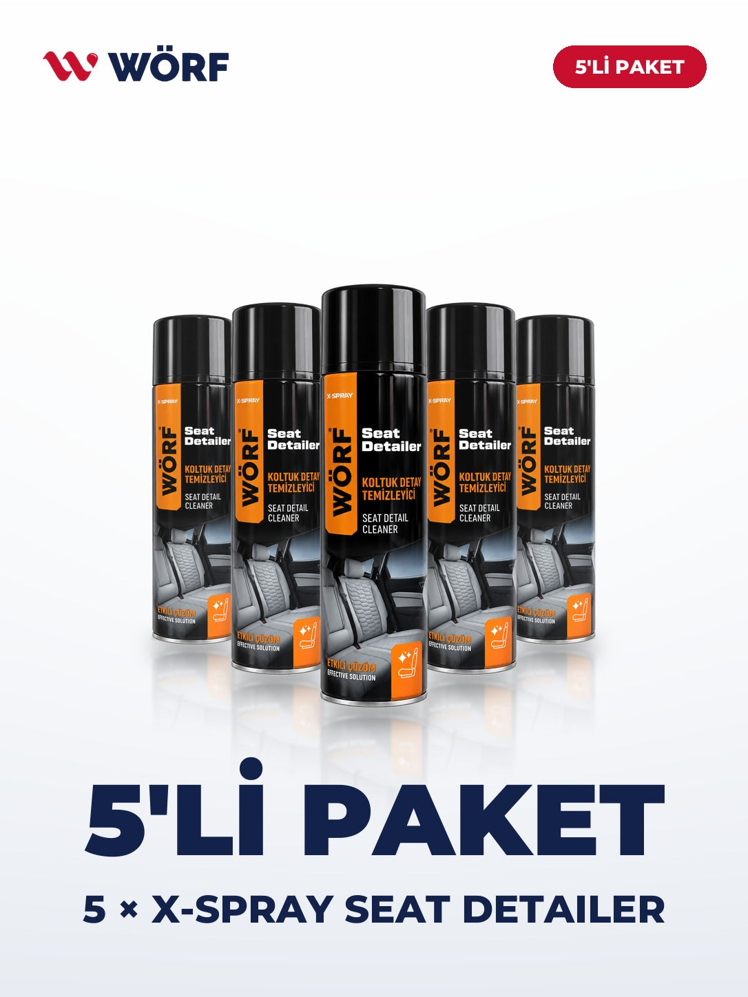 Wörf 5'li X-Spray Seat Detailer – 5 × 500 ml