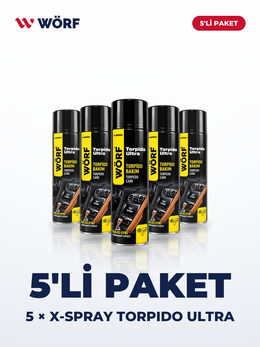 Wörf 5'li X-Spray Torpido Ultra – 5 × 500 ml