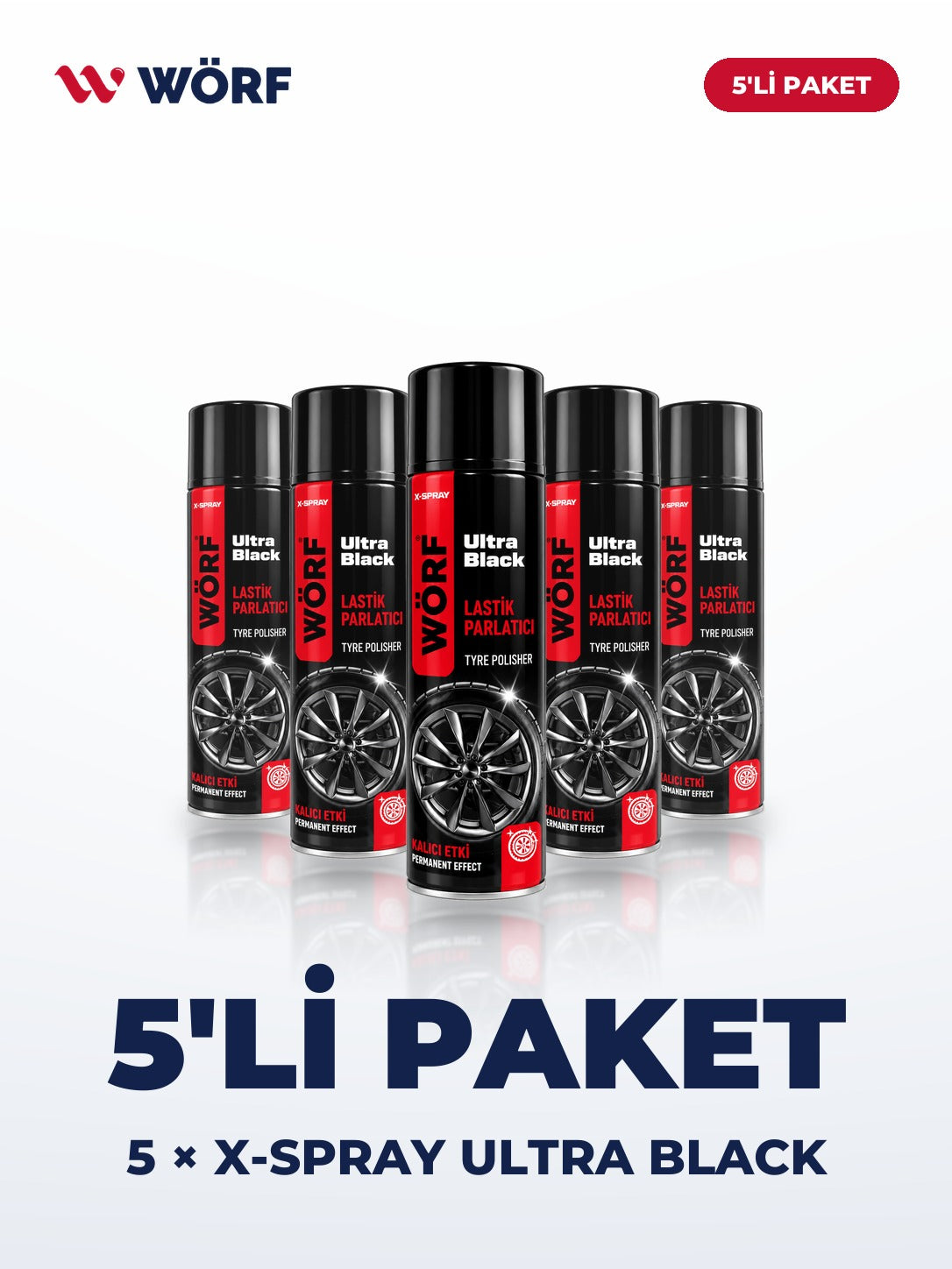 Wörf 5'li X-Spray Ultra Black – 5 × 500 ml