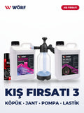Wörf Kış Fırsatı 3 – Pembe Köpük 5 L + Jant Temizleyici 5 L + Pompa + Ultra Black