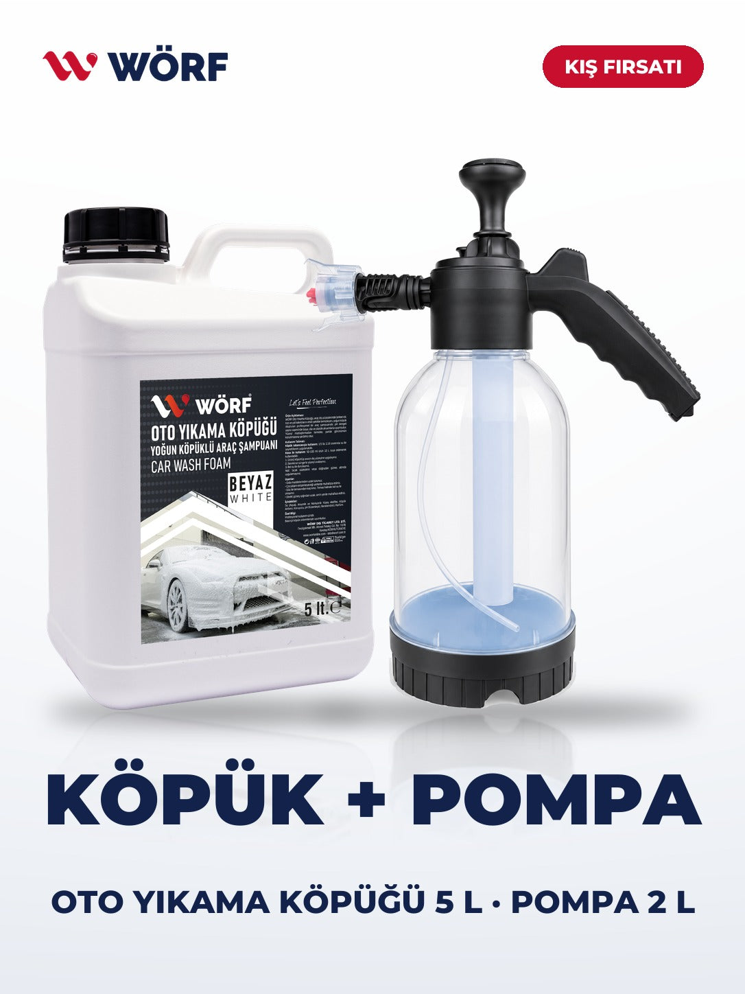 Wörf Oto Yıkama Köpüğü 5 L + Köpük Atan Pompa