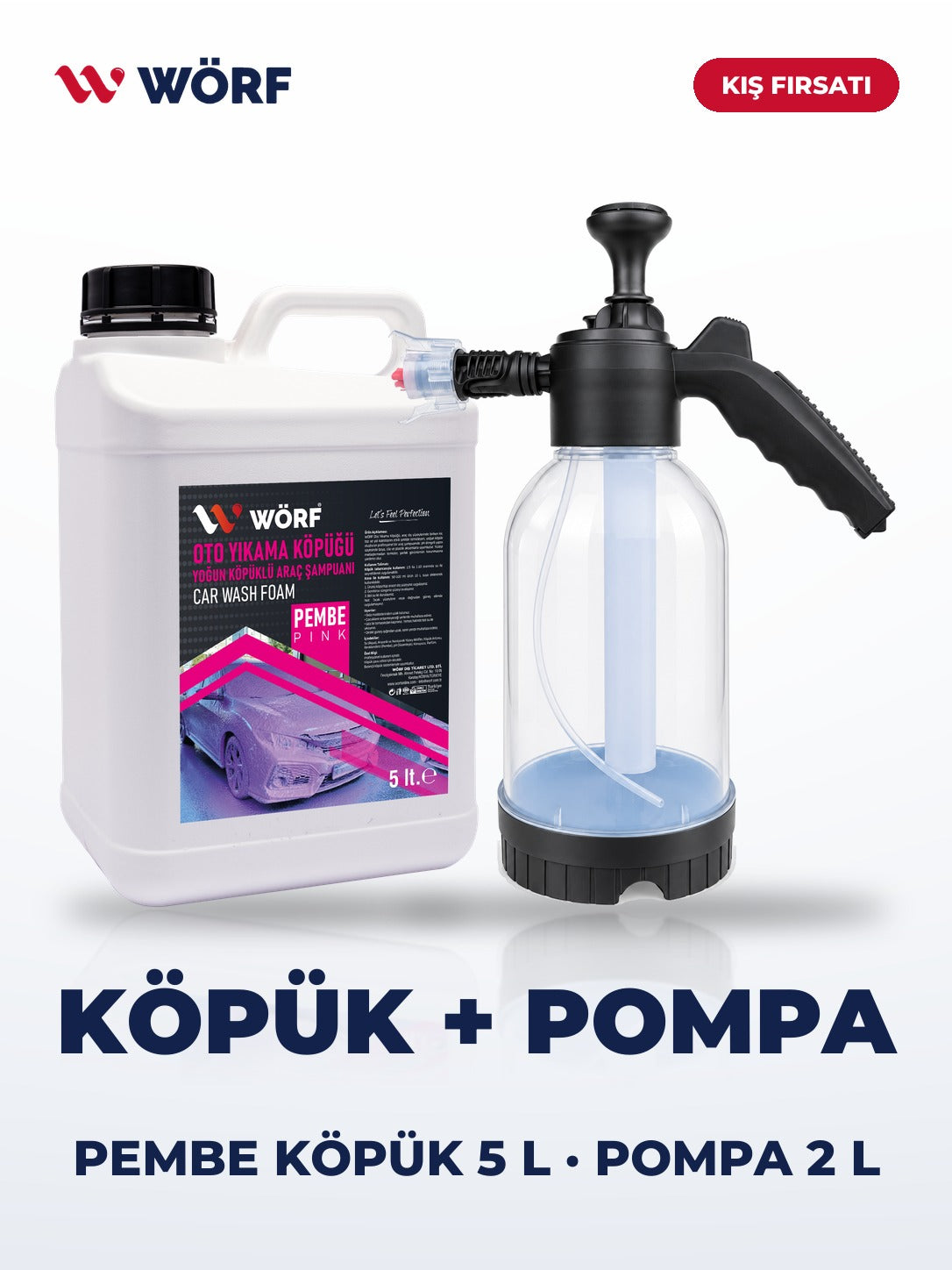 Wörf Pembe Köpük 5 L + Köpük Atan Pompa
