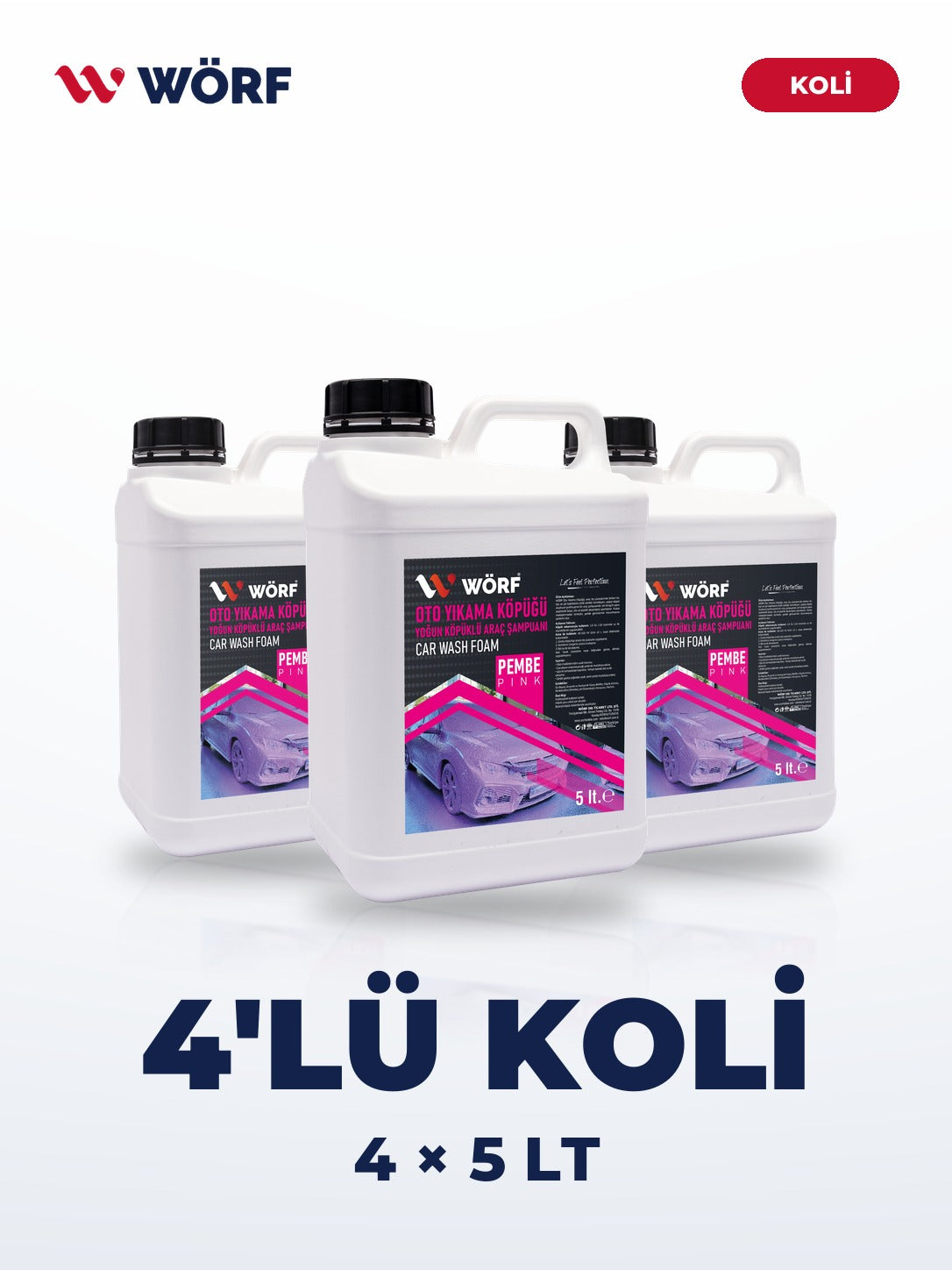 Wörf Pembe Oto Yıkama Köpüğü 5 L – 4'lü Koli