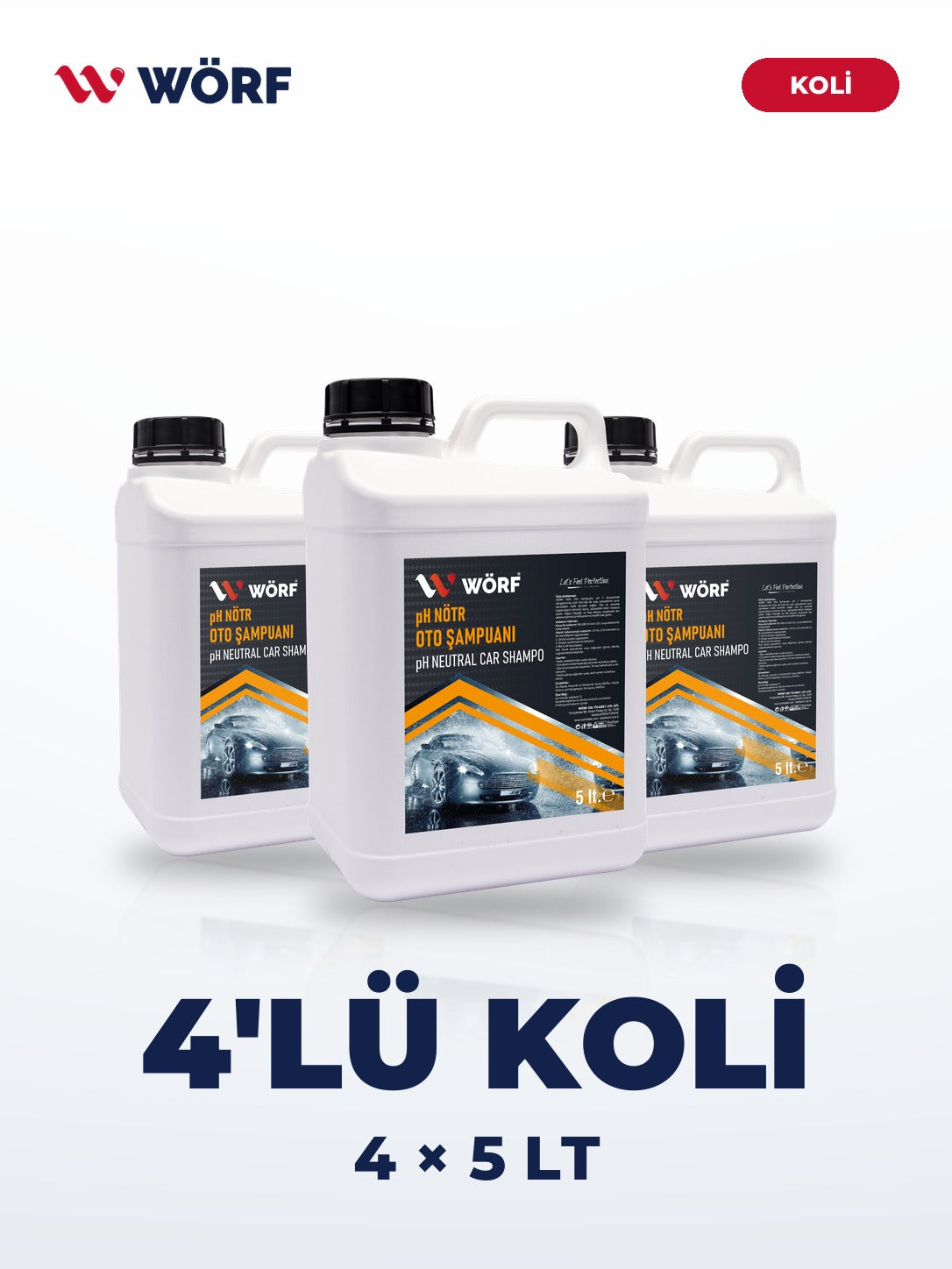 Wörf pH Nötr Oto Şampuanı 5 LT – 4'lü Koli