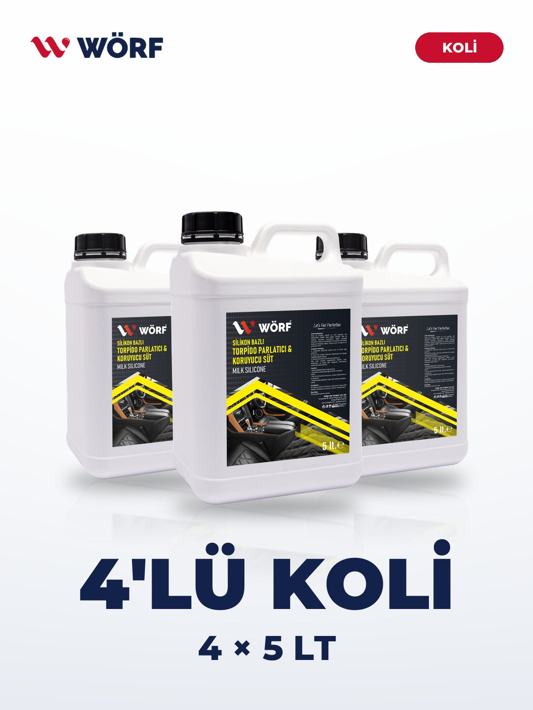 Wörf Silikon Bazlı Torpido Parlatıcı Koruyucu Süt 5 LT – 4'lü Koli