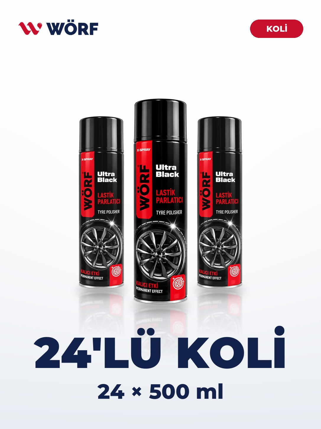 Wörf X-Spray Lastik Parlatıcı 500 ml – 24'lü Koli