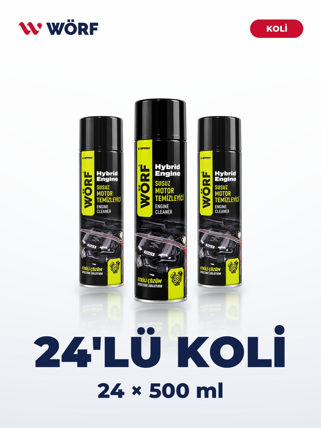 Wörf X-Spray Motor Temizleyici 500 ml – 24'lü Koli