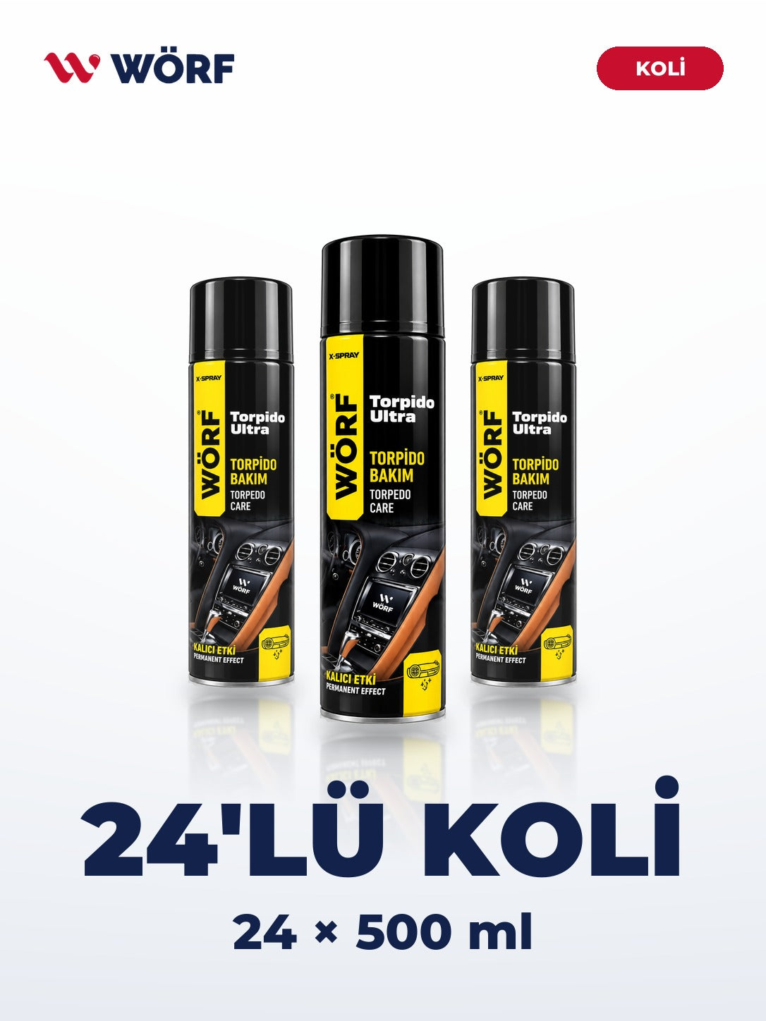Wörf X-Spray Torpido Bakım 500 ml – 24'lü Koli